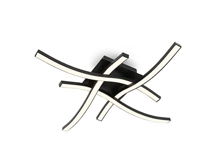 BRILONER Leuchten - Deckenleuchte LED, geschwungene Deckenlampe LED, warmweißes Licht, Wohnzimmerlampe, Schwarz, 475x475x85 mm, 3677-045