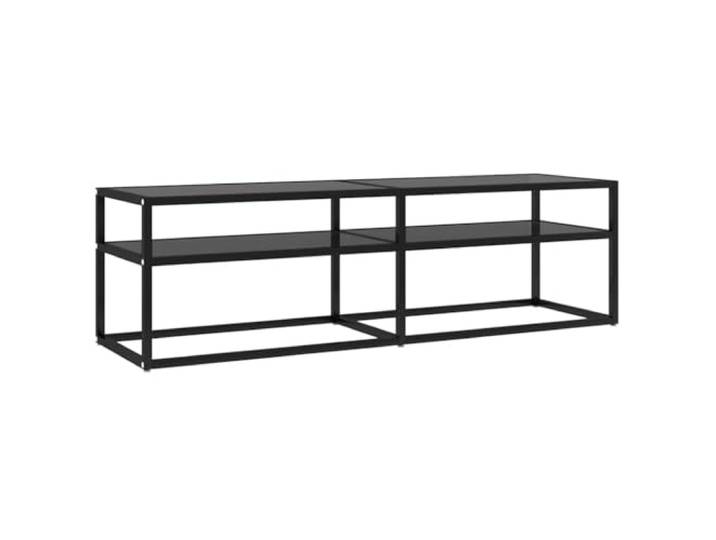 LMTYOENFG TV Board Schwarz 140x40cm Hartglas TV Lowboard Metall Elegantes TV Rack aus Hartglas und Stahl für Wohnzimmer und Schlafzimmer mit praktischer Ablage.