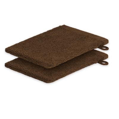 EXKLUSIV HEIMTEXTIL Handtuch 500g/m² 2x Waschhandschuh 15 x 21 cm Schokobraun Hohe Qualität