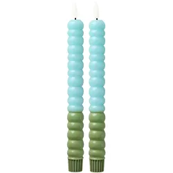 RICE LED Kerzen Twisted 2er, 25 cm, mint
