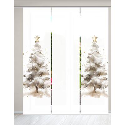 Schiebegardine HOME WOHNIDEEN "CHRISTMAS TREE", beige (natur), B:60cm H:245cm, Polyester, Gardinen, SET, Schiebewand, Dekostoff, Digitaldruck