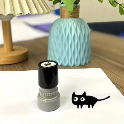 Uplift Essentials Cute Cartoon Small Black Cat Decorative DIY Stamp style1