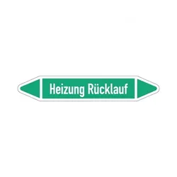 Aufkleber I RKZ-Etikett Heizung Rücklauf,DIN 2403,grün/weiß,für Ø 15-25mm,96x17mm,8/Bogen