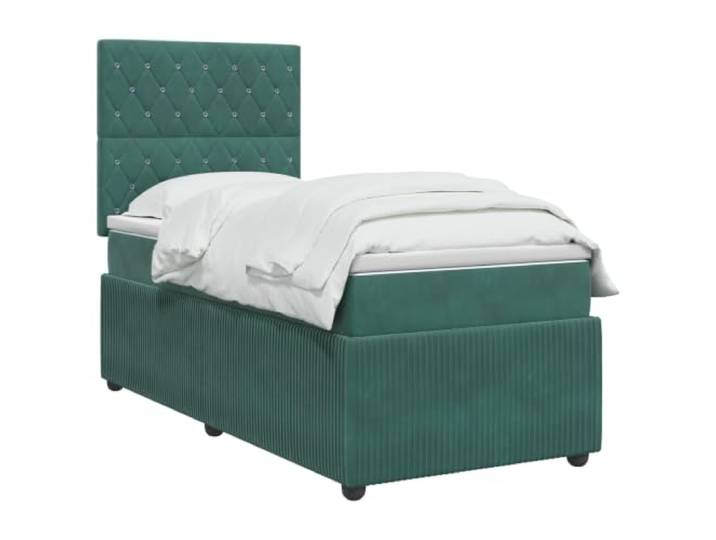 vidaXL LED Boxspringbett mit Matratze Dunkelgrün 80 x 200 cm Samt Integrierter LED-Streifen sorgt für eine coole Atmosphäre im Schlafzimmer, Leichter Zugang zum Stauraum unter dem Bett,