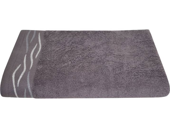 Duschtuch DYCKHOFF Wave , grau, B:70cm L:140cm, Frottier, Baumwolle, Handtücher, Duschtuch, mit Jacquard-Bordüre