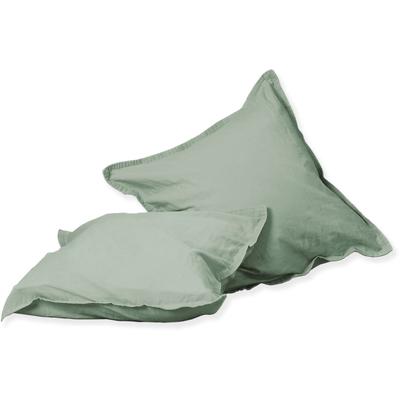 Kissenbezüge PRIMERA "Kissenbezüge »Stone Washed«, Primera (2 Stück)", grün (olive), B:80cm L:80cm, Renforcé, Obermaterial: 100% Baumwolle, Kissenbezüge, mit Stone-Washed Optik