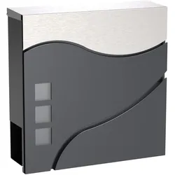 Wiltec, Briefkasten, Briefkasten V28 Anthrazit Edelstahl 370x105x370mm pulverbeschichtet Wand (37 x 10.20 x 37 cm)