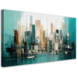 LEINWANDBILD Stadt Abstraktion Geometrisch 100x50cm