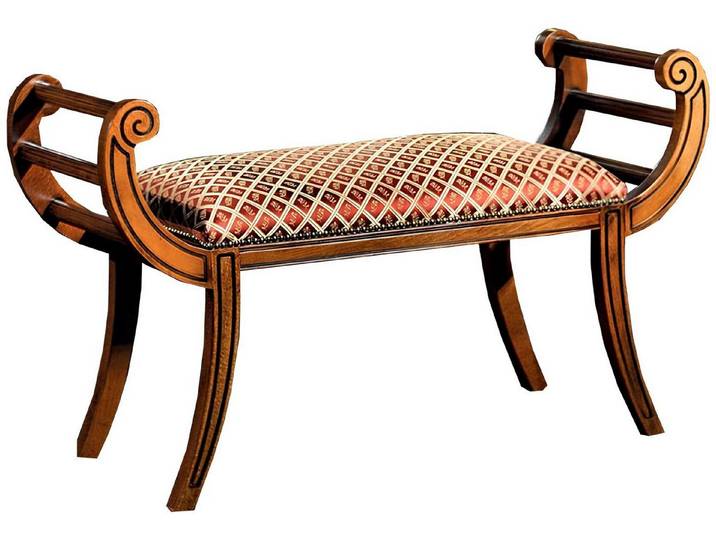 JVmoebel Sitzbank Designer Luxus Sitzbank aus Holz und Textil in warmem Braun (1-St., Sitzbank), Made in Italy
