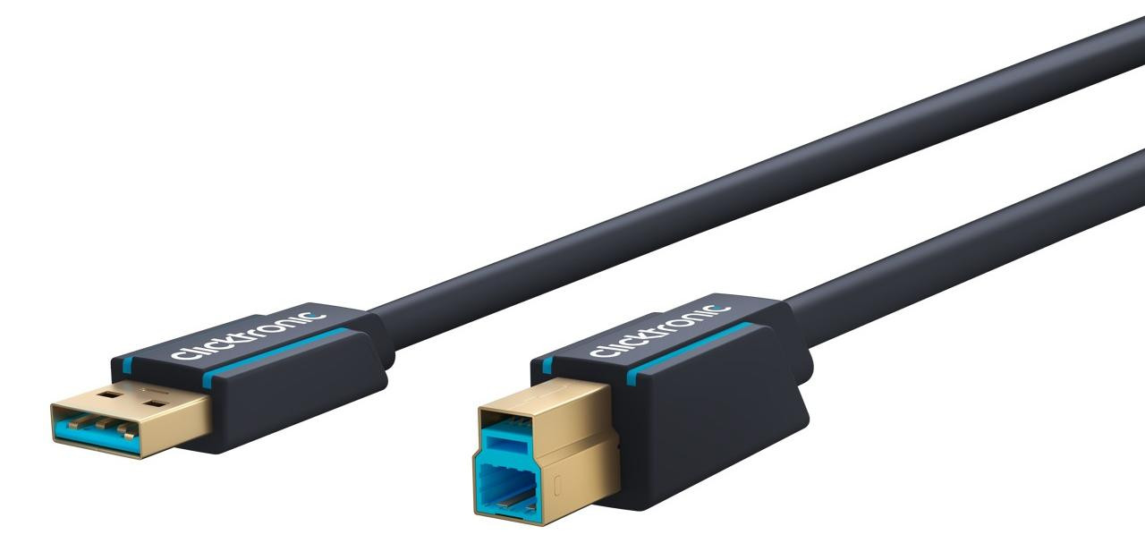 Clicktronic USB-A naar USB-B 3.0 adapterkabel, 5 Gbit/s, 0,5 meter