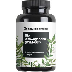 natural-elements Ashwagandha 180 Kapseln, BIO, mit KSM-66, 600 mg
