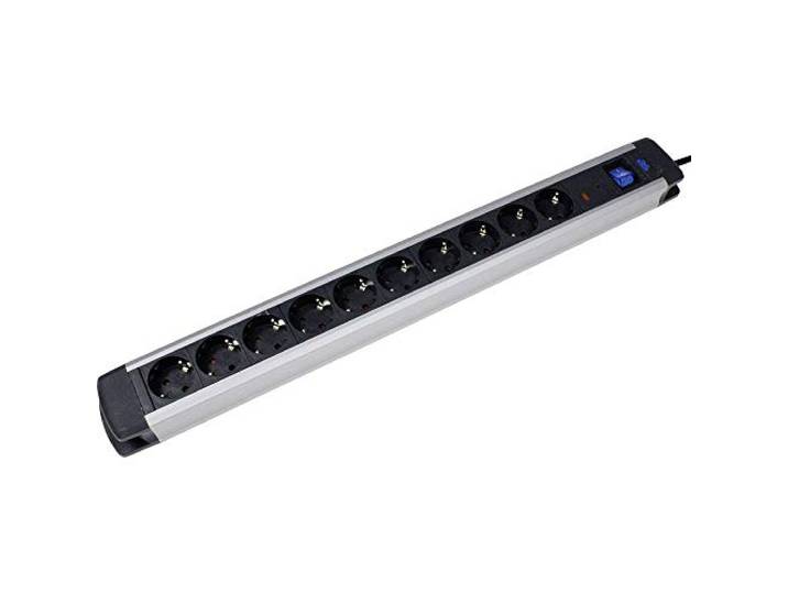 as - Schwabe Multiprise en Aluminium - Câble de surtension de 1\,5 m avec 10 Prises - Câble d'extension avec Protection Contre Les surtensions et Protection Enfant - Multiprise avec Interrupteur