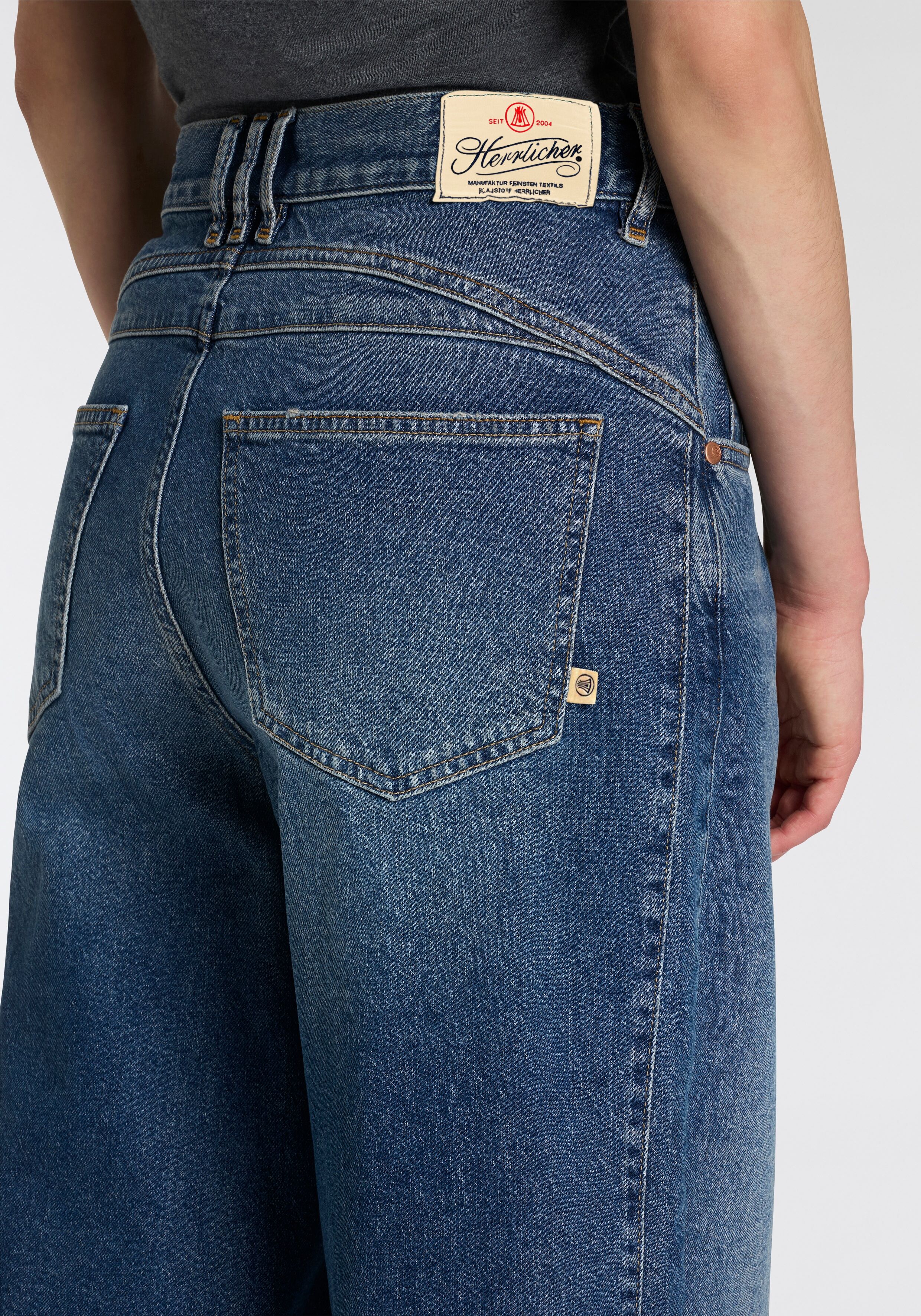 Weite Jeans HERRLICHER "Barrow Denim", Damen, Gr. 30, N-Gr, iconic, Denim/Jeans, Obermaterial: 99% Baumwolle, 1% Elasthan, lang, Jeans Weite Jeans, im O-Shape iconic 30, N-Gr