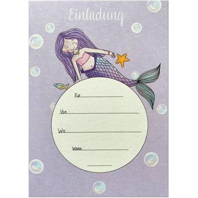 KEITCARDS Einladungskarte Meerjungfrau, Karte für Einladung, Geburtstag, 1 Stück