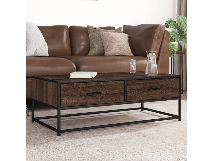 vidaXL Couchtisch, Couchtisch Braun Eichen-Optik 100x50x35 cm Holzwerkstoff Metall