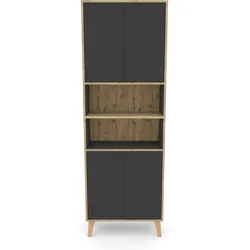Phoenix Badschrank MORENA mit 4 Türen und 2 offenen Fächern, Grau/Eiche