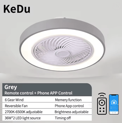 Inspire Essentials LumiBreeze Modern Ceiling Fan Light With Remote Control Quiet, Energy Efficient, And Stylish Home Lighting Solution 220v gray