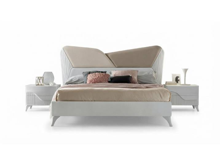 JVmoebel Bett Doppelbett aus Holz in Weiß – Stabiler Rahmen für höchsten Komfort (1-tlg), Made in Europa