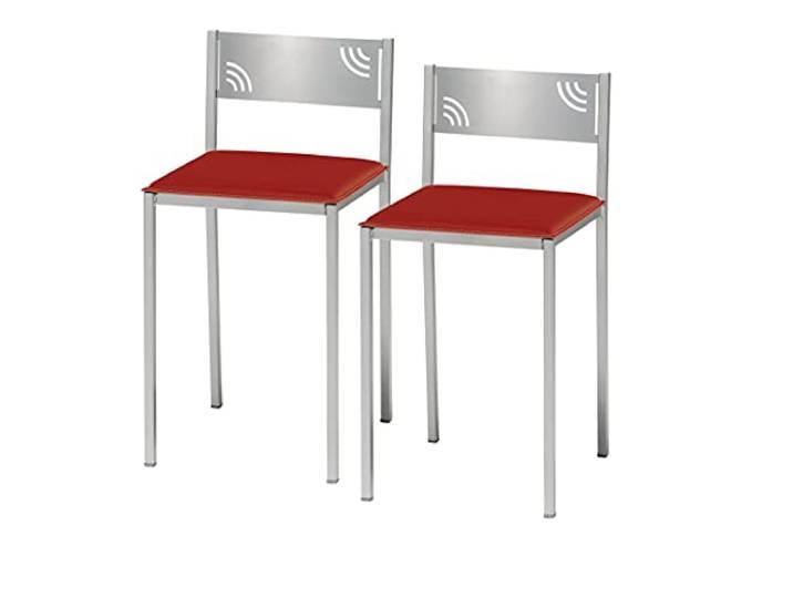 ASTIMESA Zwei Küchenstuhl, Metall Kunstleder, rot, Altura de asiento: 45 cms