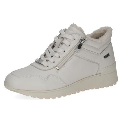 Keilsneaker CAPRICE, Damen, Gr. 37, Warmfutter, weiß (natur), Nappaleder, unifarben, Schuhe Sneaker, Winterboots, Schnürschuh, High-Top-Sneaker, in bequemer Weite