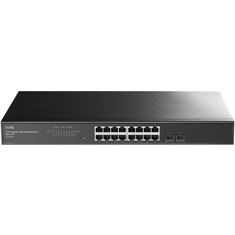 Cudy Switch GS1016ES2 - 16 Ports - 16x GE (10/100/1000) - 2x SFP