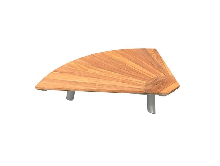 Amatio Loungetisch, Edelstahlfarben, Teakfarben, Holz, Metall, Teakholz, Schichtholz, Rundrohr, 80x25x127 cm, Gartenmöbel, Gartentisch, Loungetische