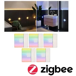 Paulmann 78413 5er-Set LumiTiles LED Fliesen Square 100x10mm 0,8W dimmbar modern Regenbogen/ Weiß+ Weiß Kunststoff/Aluminium