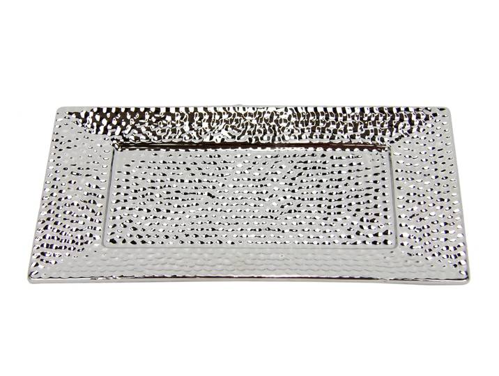Dekotablett I.GE.A. Keramik-Schale , silber, B:28cm H:2cm, Keramik, Dekoschalen, Dekotablett, eckig Dekoschale silber Tablett Weihnachtsdeko Deko Advents-Tablett