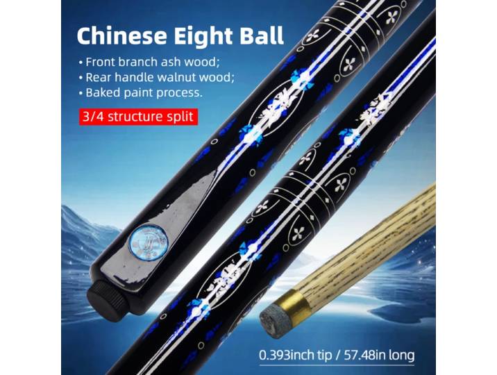 Queue de billard professionnelle en bois de frêne, pointe de 10mm, haute élasticité et précision, 3/4