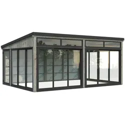 Palmako Glashaus Saga 23,3 m2 Slide grau tauchgrundiert