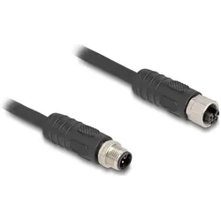 Delock M12 Kabel L-kodiert 4 Pin Stecker zu Buchse PUR schle, Elektronikkabel + Stecker, Schwarz