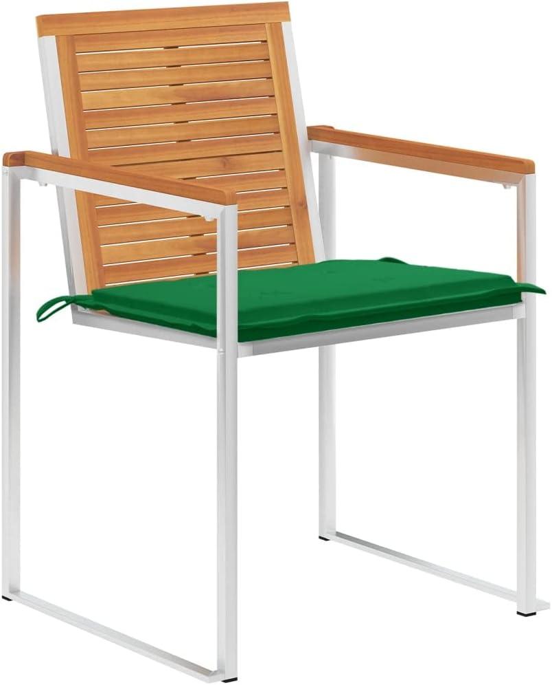 Gartensessel-Set aus Akazienholz, 4 STK., mit Kissen, stapelbare Massivholzstühle für den Außenbereich, robuste Gartenstühle mit Polster