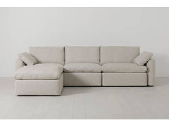 Model 13 4-Sitzer-Sofa mit Chaiselongue links, Helles Pergament