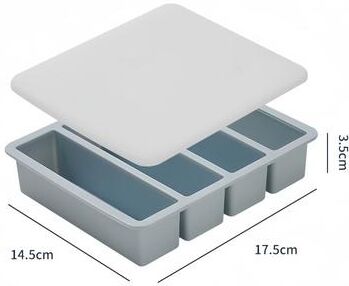 Daily Deals Depot Grid Silicone Ice Cube Tray With Lid Large Square Whiskey Ice Cube Mold blue