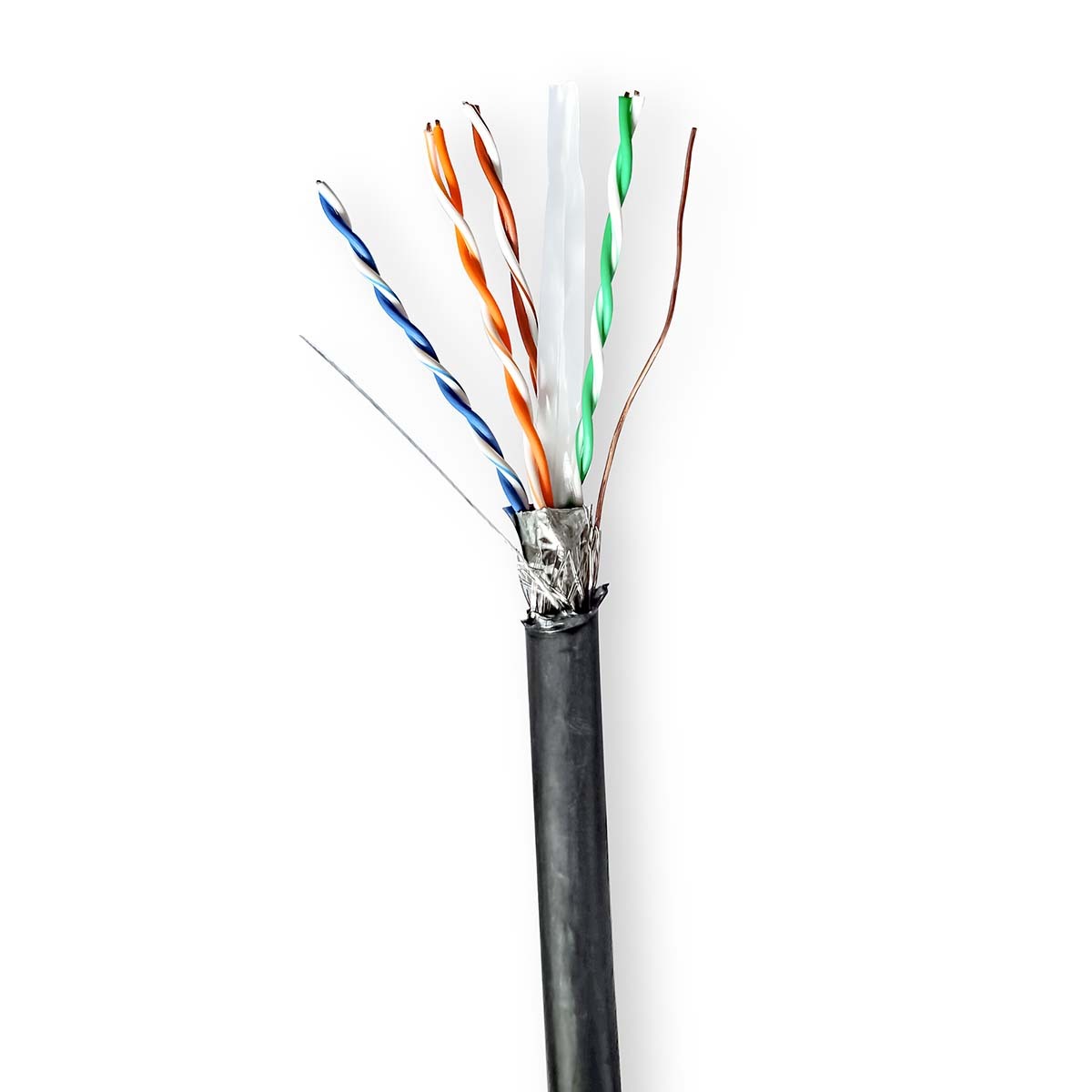 Nedis CAT6 Netzwerkkabel Rolle - Solid - S/FTP - Reines Kupfer - 305 m - Aussenbereich - Rund - PE - Schwarz - Pull Box - ausziehbar