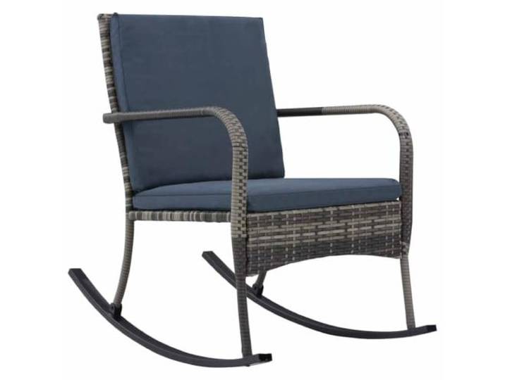 LKJephalotrop Garten-Schaukelstuhl Anthrazit Poly Rattan mit Kissen Ergonomischer Schwingsessel mit abnehmbaren Polstern für Terrasse, Balkon und Wohnzimmer.