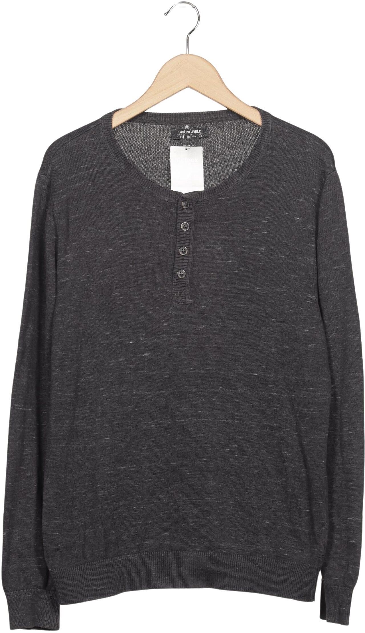 Springfield Herren Pullover, Grau, Gr. L, Baumwolle - Second Hand