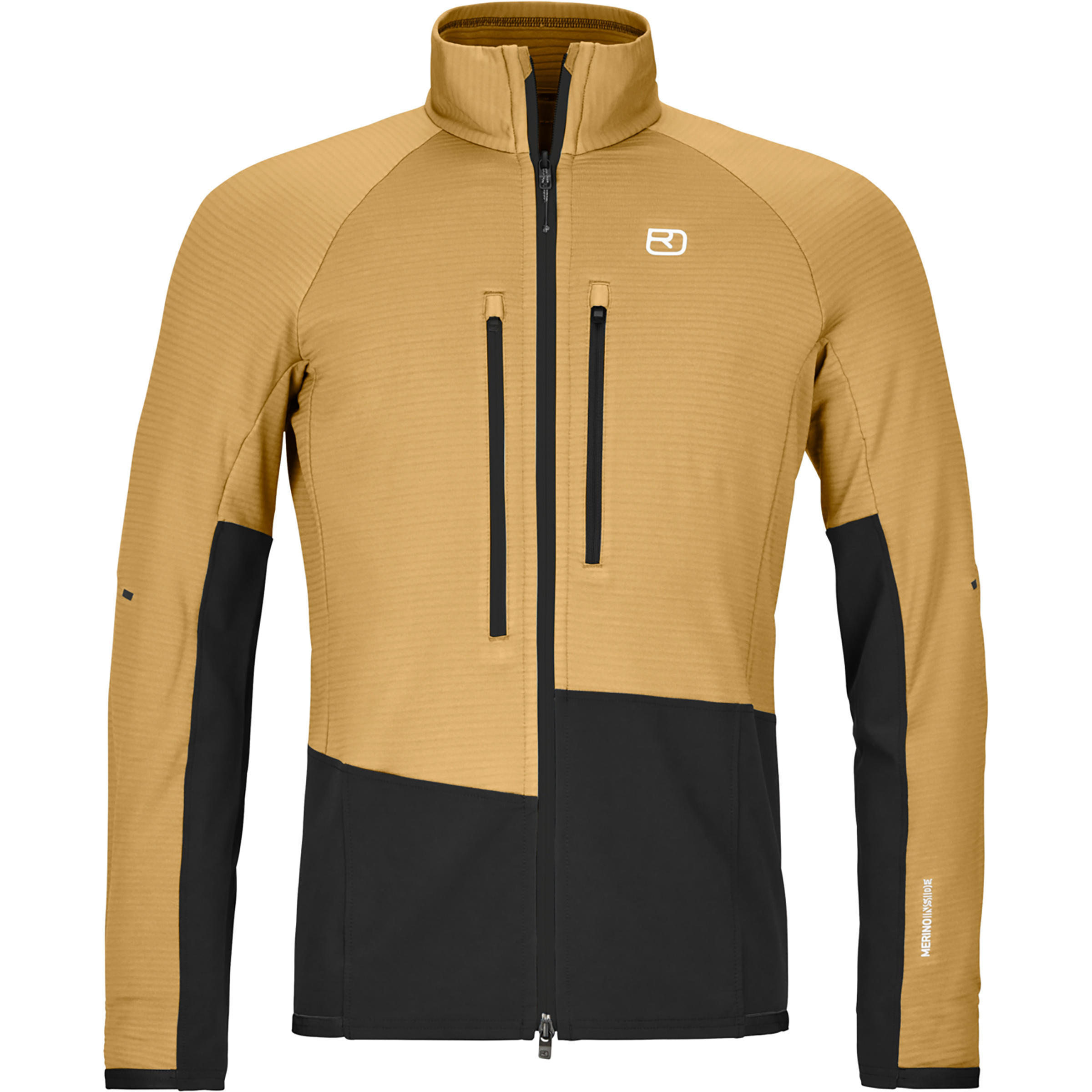 Ortovox Fleece Rib Herren Fleecejacke beige Größe XL Alpinklettern | Bergsteigen | Sportklettern Elastisch Merinowolle