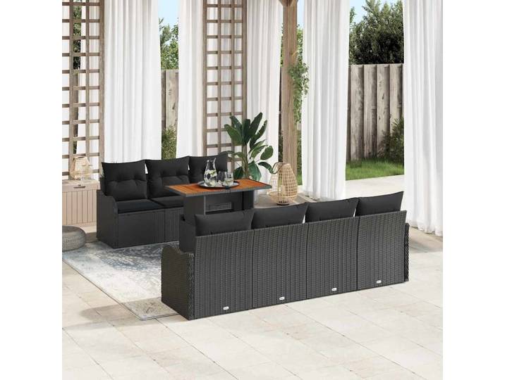 vidaXL Garten-Sofa-Set 8 stk. Schwarz