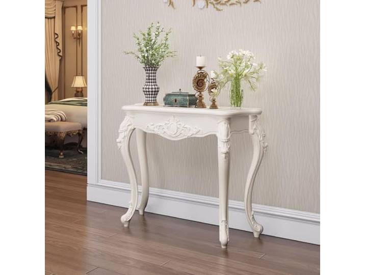 Konsolentisch Schmal Flurtisch Robust Beistelltisch Wandtisch für Flur Sofatisch hinter Sofa, Dichte Faserplatte, Moderner Flurmöbel für Wohnzimmer, platzsparend(White+Sliver,L80cm/31.5in)