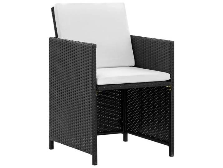 Salon de jardin encastrable SWT - Résine tressée Noir - 5pcs et coussin