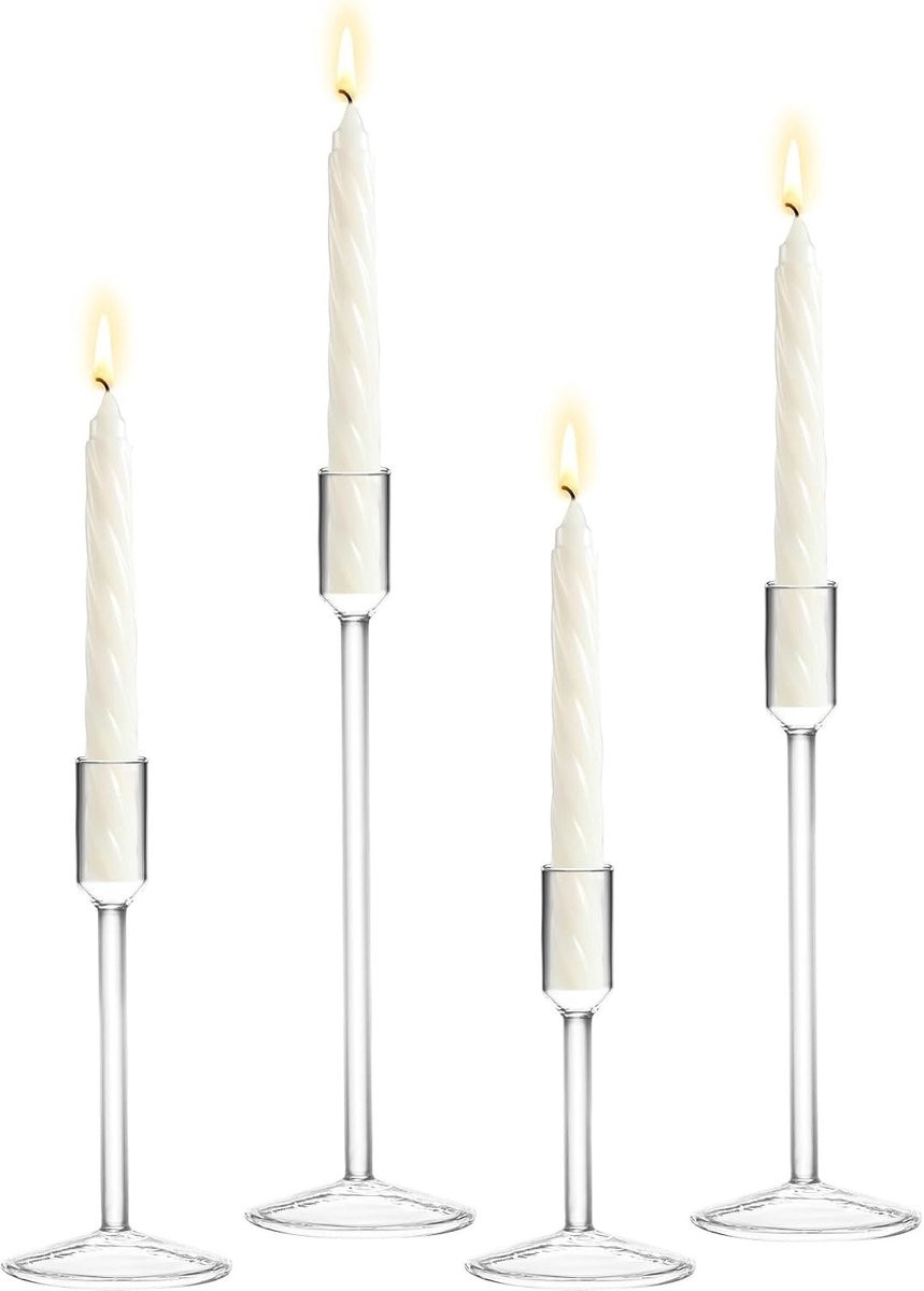 Set van 4 elegante glazen kaarsenhouders voor tafeldecoratie