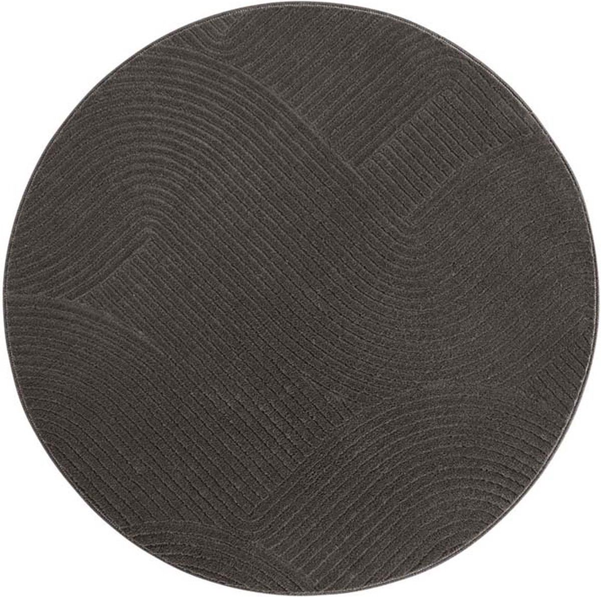 Rond zacht vloerkleed Fuzz Waves antraciet 120 cm