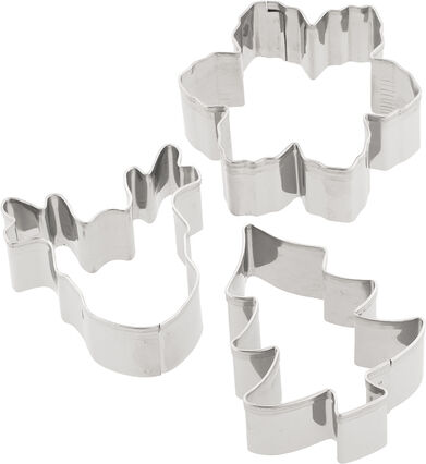 Ausstechformen "Baum, Rentier, Schneeflocke", 3 Stück, 4,6–5,5 cm