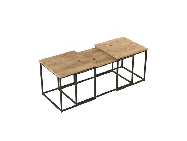Table basse en beige effet bois 190x50 cm
