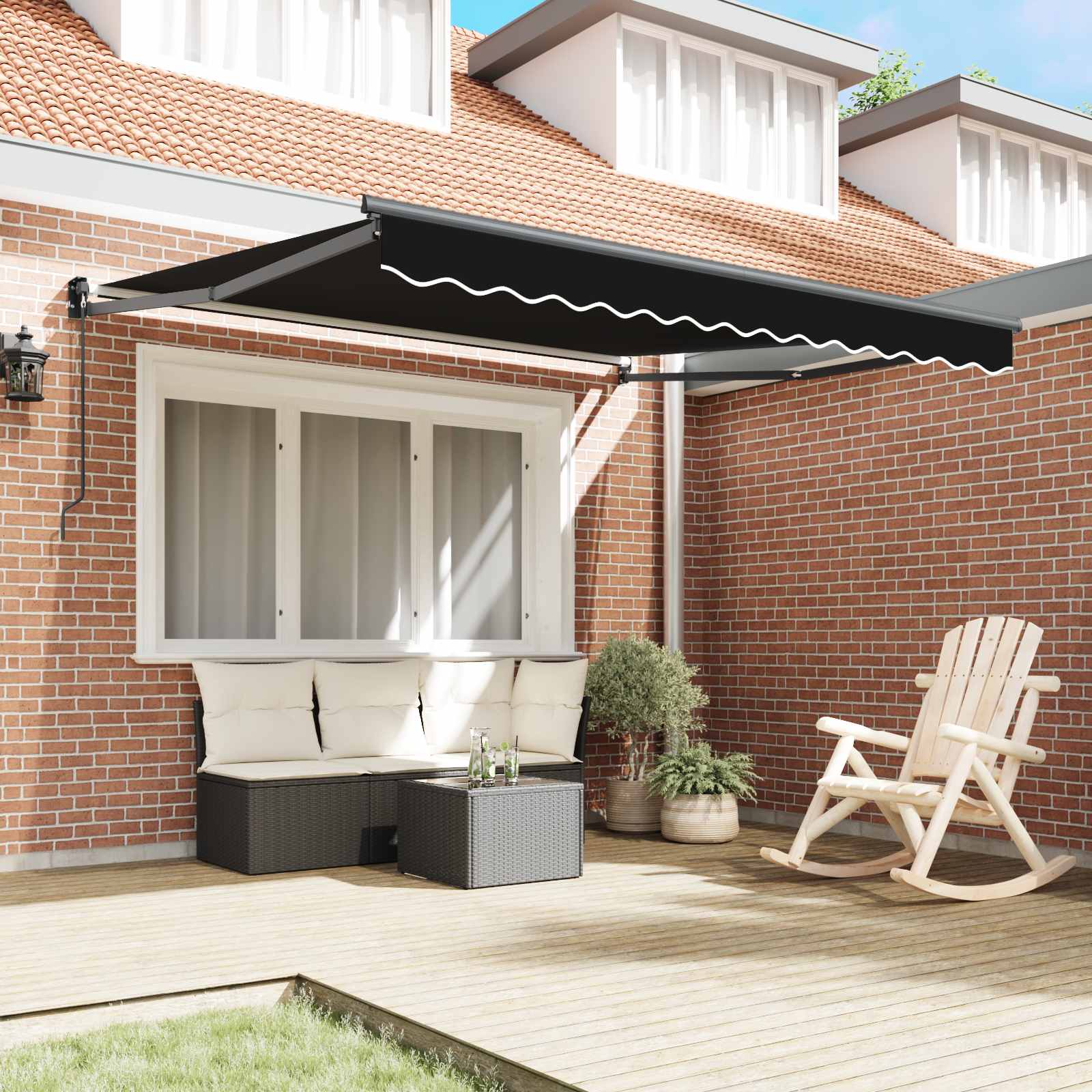 vidaXL Auvent rétractable Noir 350 x 250 cm