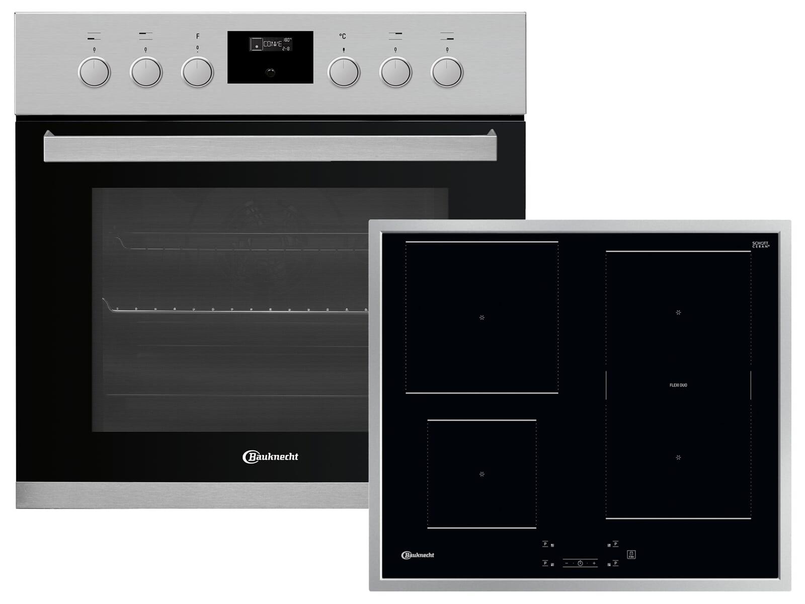 Bauknecht HEKO F300 (HIS3 EI8V2 IN + BU 1760C FT), Zonen-Induktionskochfeld, 4 Zone(n), Keramik, Schwarz, Touchsteuerung, 57,7 cm