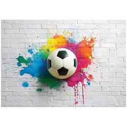 FOTOTAPETE Kinderzimmer Junge Fußball Graffiti 250x175