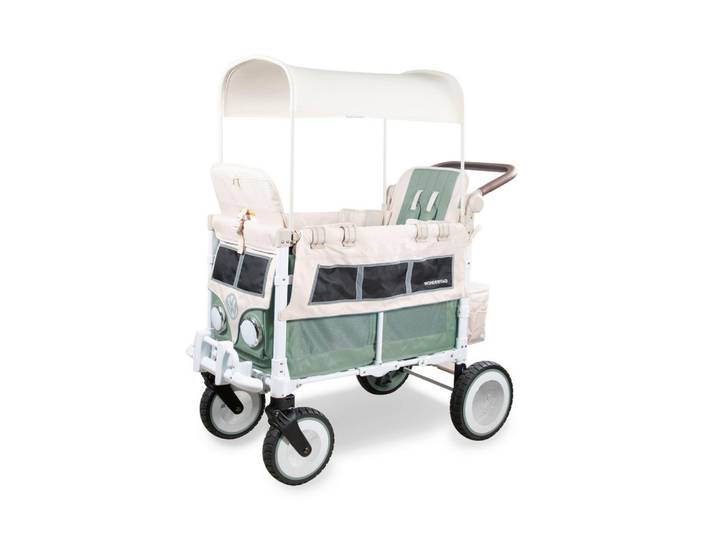 Wonderfold Bollerwagen VW2 Volkswagen Stroller Wagon, Beige, Salbeigrün, 128.27x137.16x63.5 cm, Freizeit & Co, Gartenspielzeug, Bollerwagen