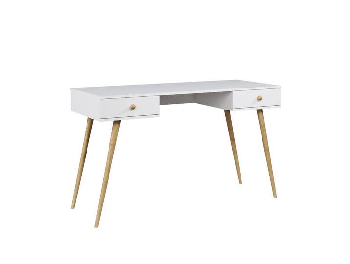 Sepro Meble Schreibtisch Weiß Skandinavischer Stil Mit Schubladen, Holz, 135x79x135 cm, Büromöbel, Schreibtische, Schreibtische